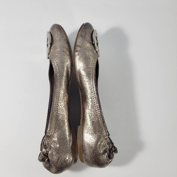 Tory Burch Reva Ballet Flat Silver Patent Leather NO SIZE TAG - Picture 6 of 12